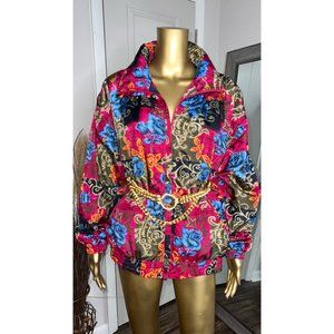 Vintage EVR Silk Rose printed bomber jacket